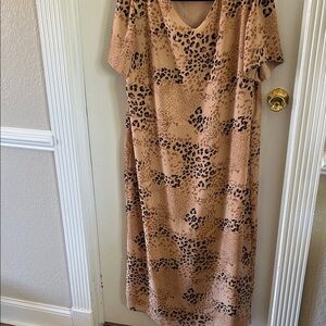 Premier Tan and Black Leopard Midi Dress